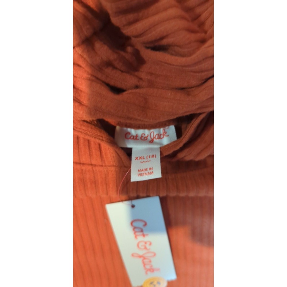 Cat‎ & Jack Kids Ribbed Knit Hoodie 2 Pack Rust Orange Grey XXL 18 NWT SOFT - Picture 4 of 7